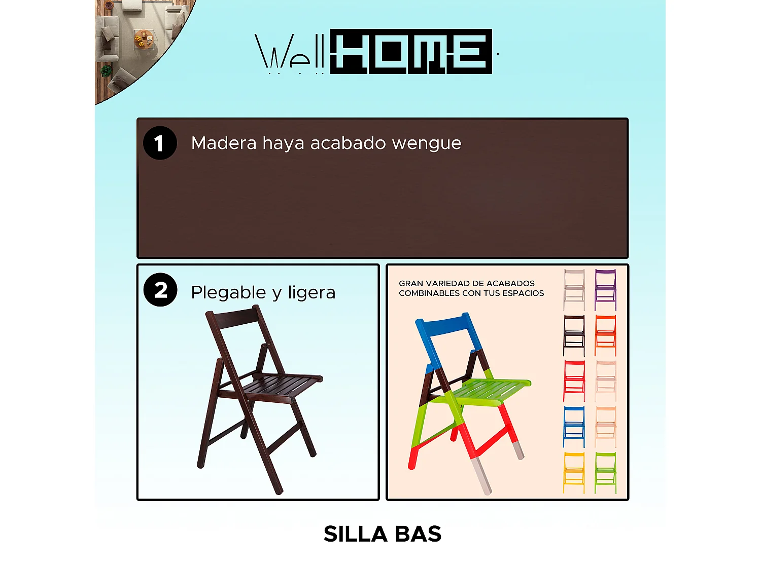 Chaise BAS en bois de hêtre, finition wengé, 43x47x79 cm