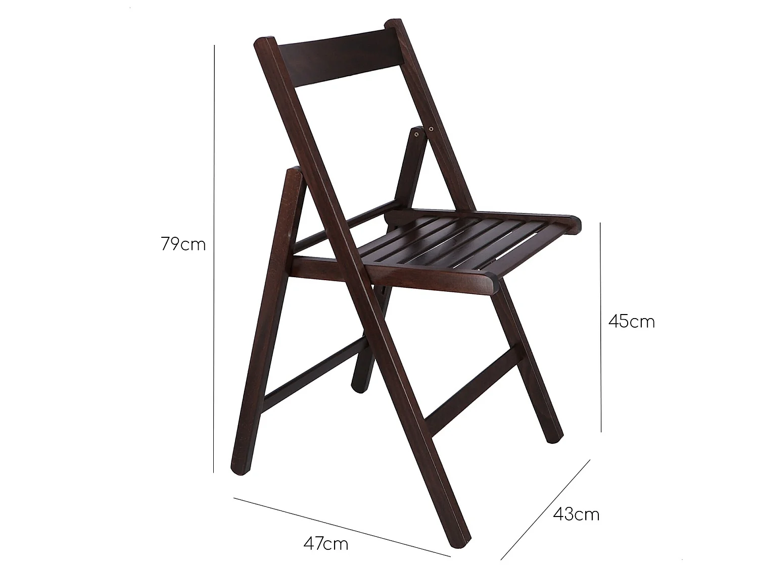 Chaise BAS en bois de hêtre, finition wengé, 43x47x79 cm