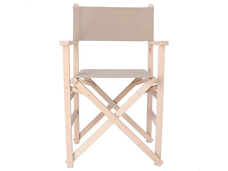 Chaise de réalisateur Sunset finition SANS vernis, toile gris pierre, 51x46x86 cm