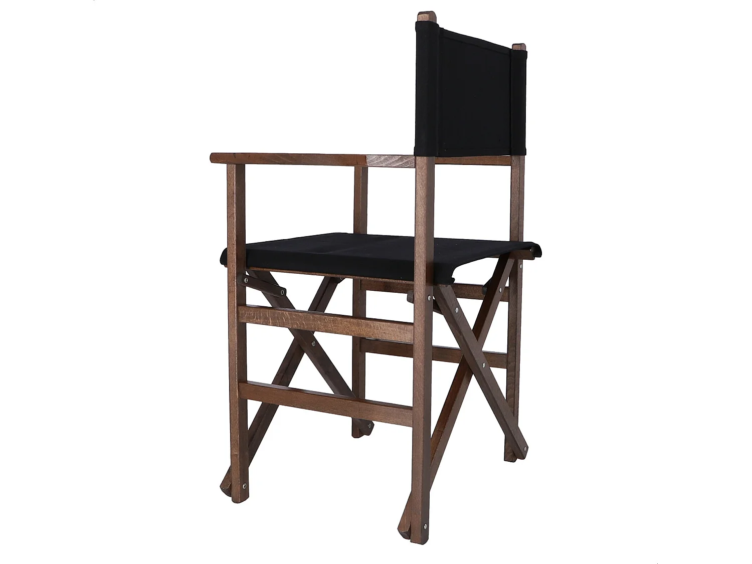 Chaise de réalisateur structure en noyer et toile noire, 51x46x86 cm