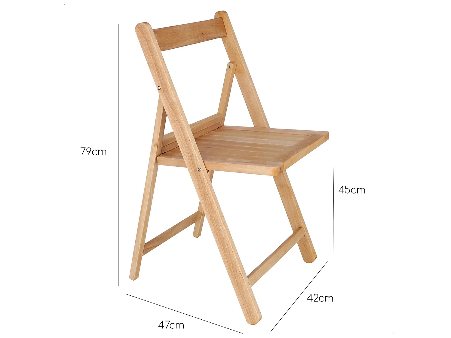 Chaise NORTE en bois de hêtre, finition huilée, 43x47x79 cm