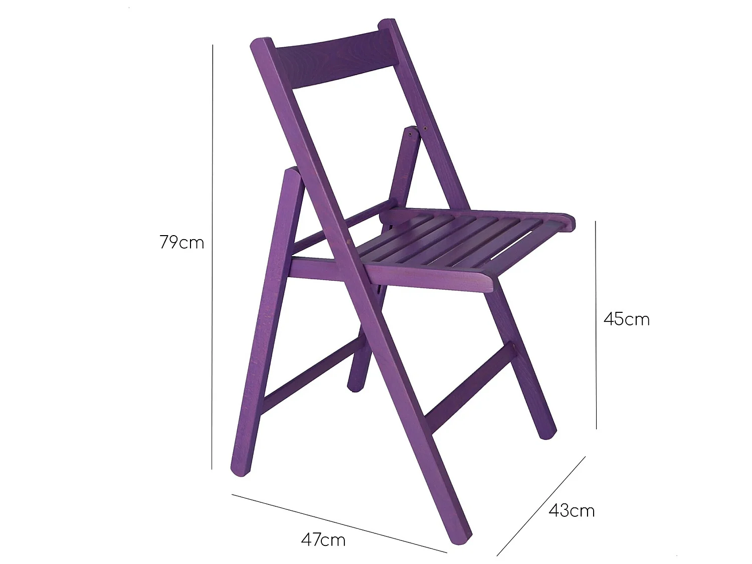 Chaise BAS en bois de hêtre, finition lilas, 43x47x79 cm