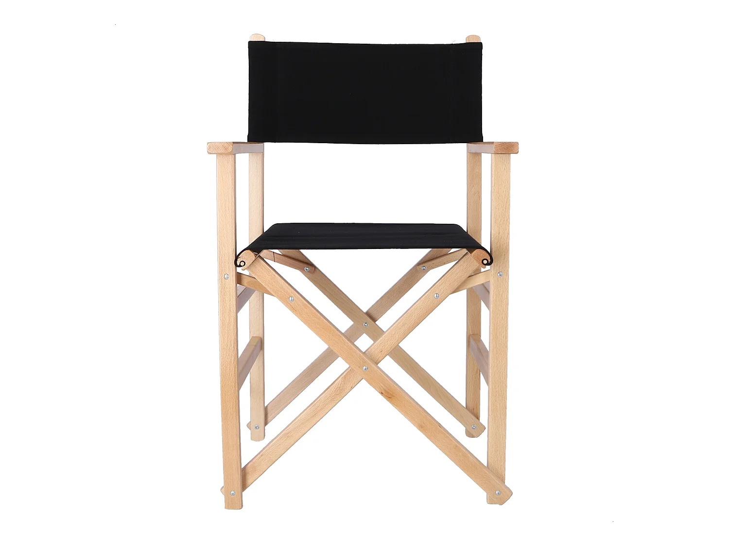 Chaise de réalisateur Sunset finition vernis, toile noire, 51x46x86 cm