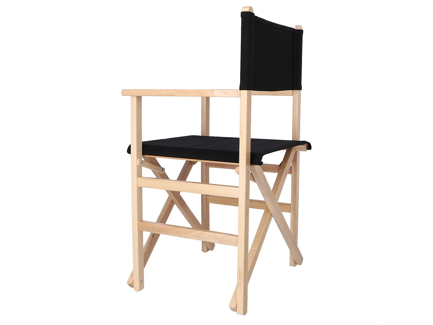 Chaise de réalisateur Sunset finition vernis, toile noire, 51x46x86 cm