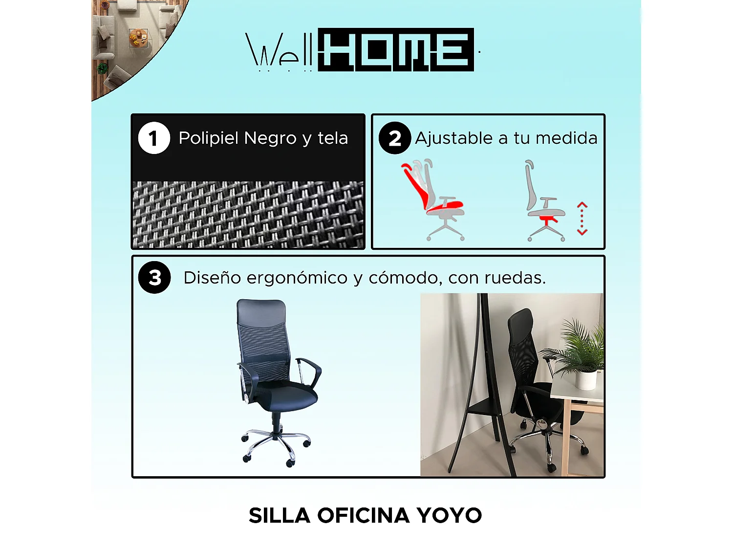 Chaise de bureau en métal et similicuir, 62x70x110 cm