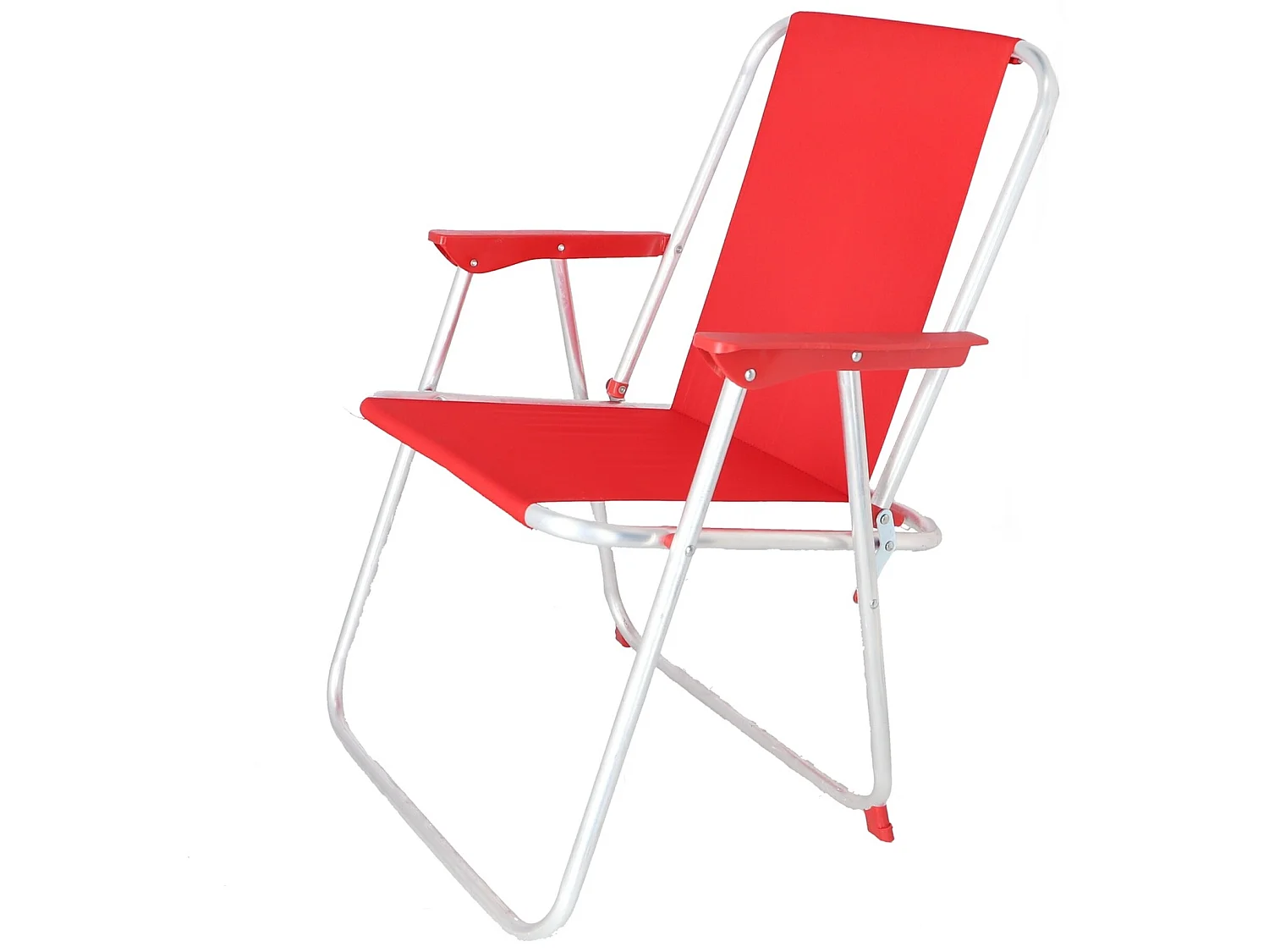 Chaise de plage pliante en métal rouge, 44x44x74 cm