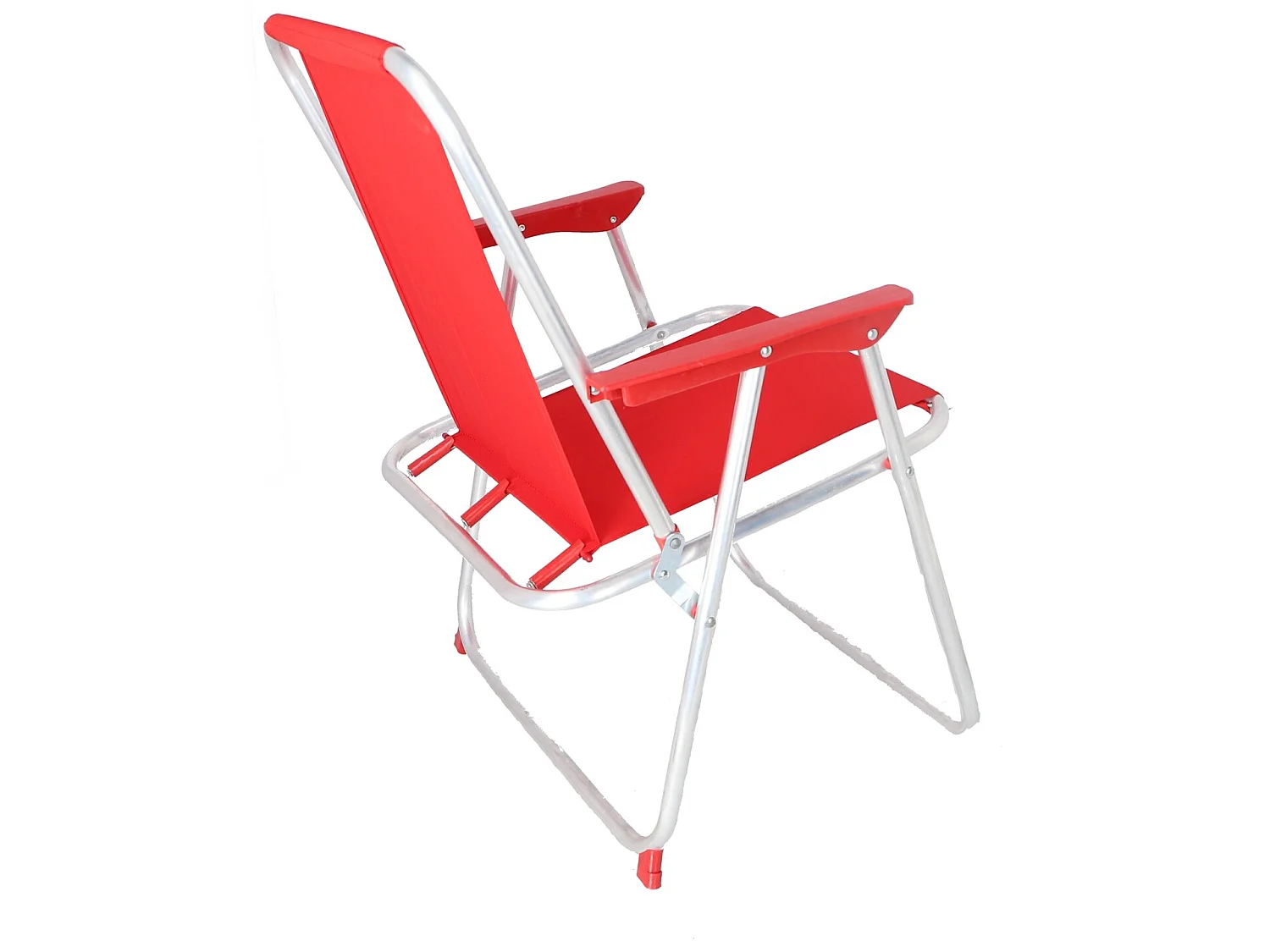 Chaise de plage pliante en métal rouge, 44x44x74 cm