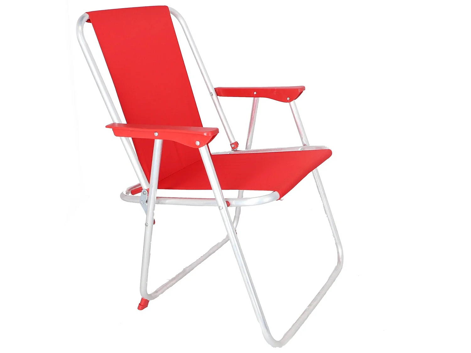Chaise de plage pliante en métal rouge, 44x44x74 cm