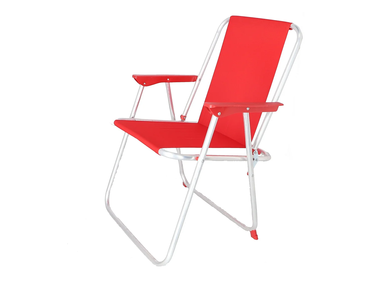 Chaise de plage pliante en métal rouge, 44x44x74 cm