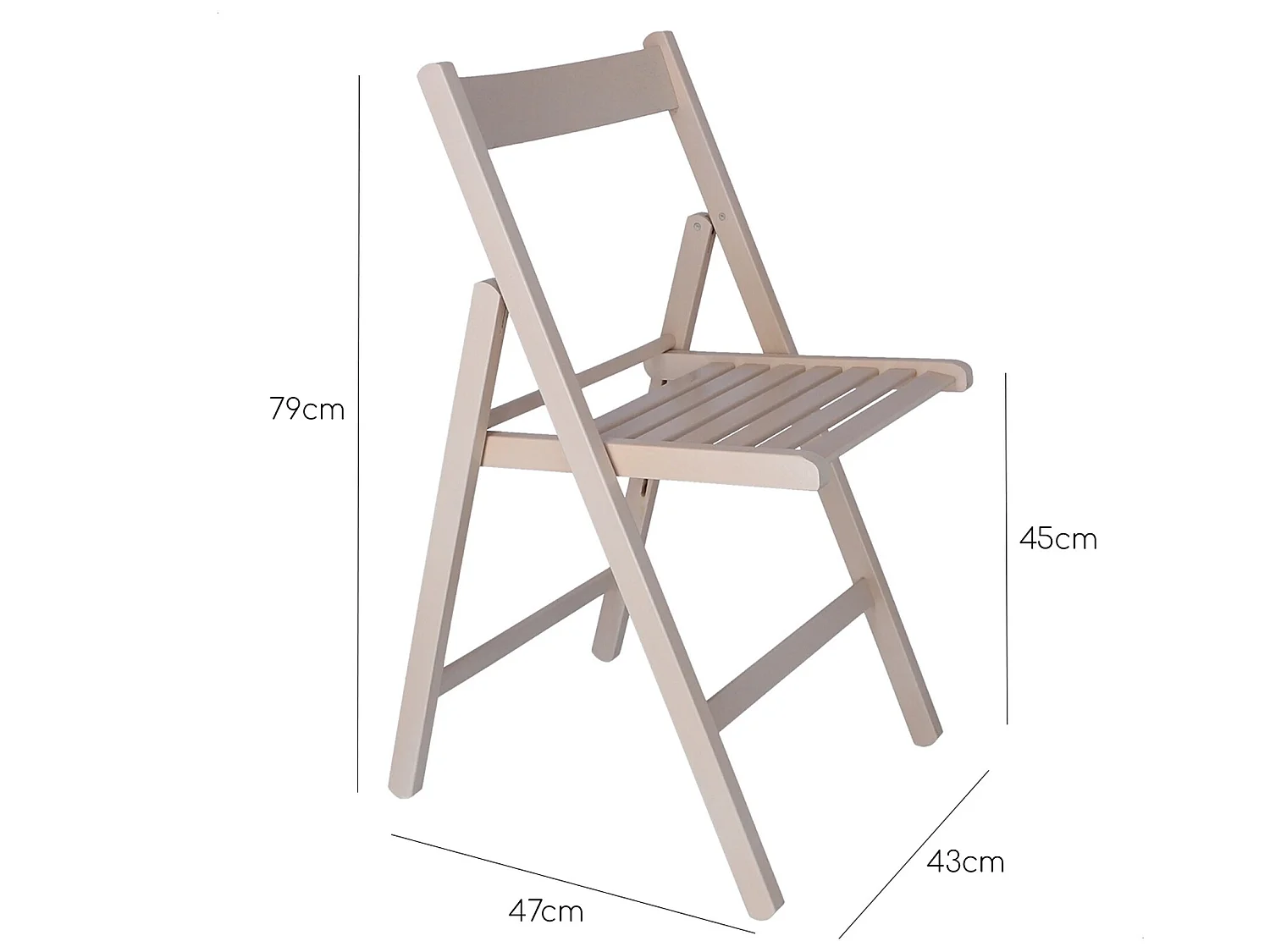 Chaise BAS en bois de hêtre, finition blanche, 43x47x79 cm