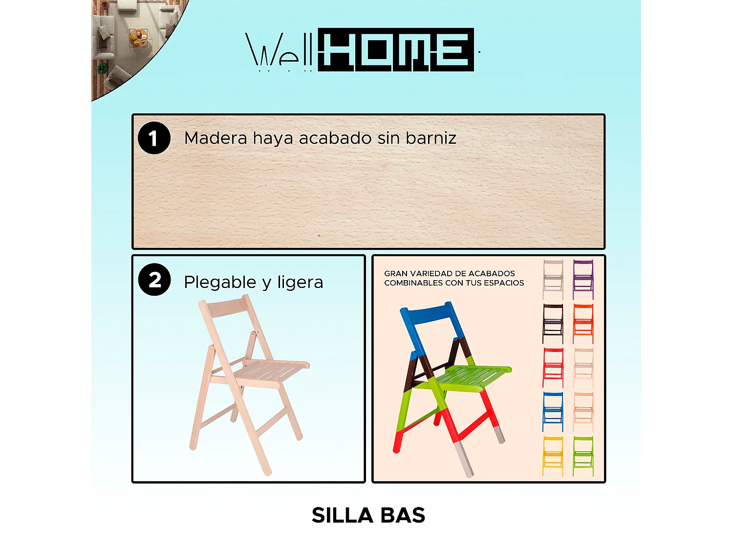 Chaise BAS en bois de hêtre, finition SANS vernis, 43x47x79 cm