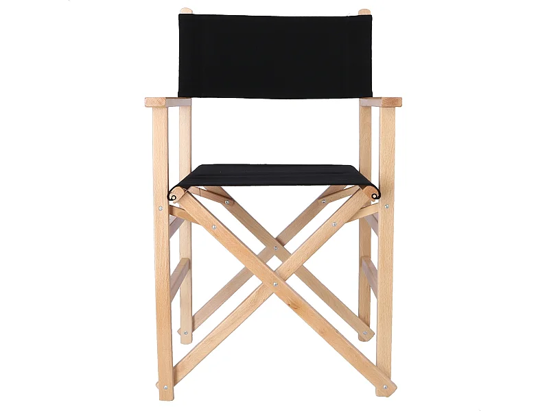 Chaise de réalisateur Sunset finition à l'huile, toile noire, 51x46x86 cm