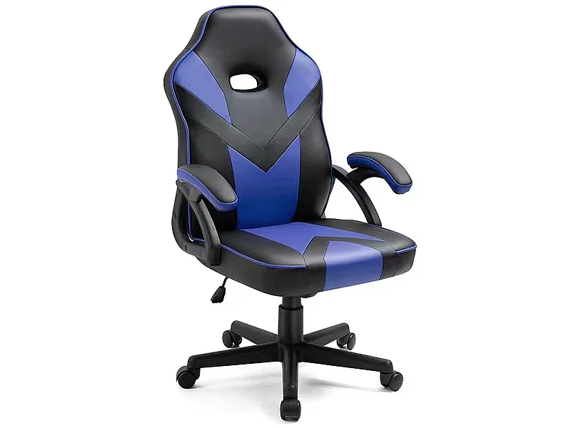 Chaise de bureau universelle gaming bleue avec accoudoirs
