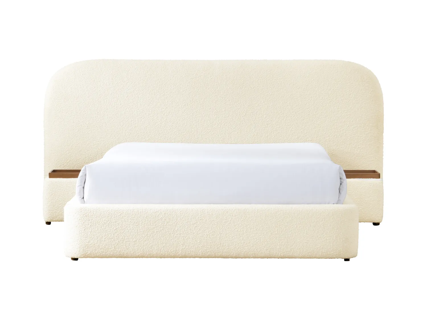 Letto con contenitore 160 x 200 cm con comodini Tessuto bouclette Bianco - ESTERIA della Maison Céphy