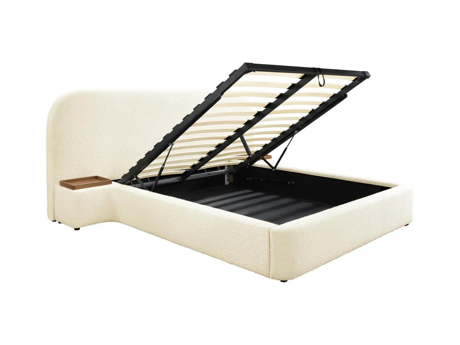 Letto con contenitore 160 x 200 cm con comodini Tessuto bouclette Bianco - ESTERIA della Maison Céphy