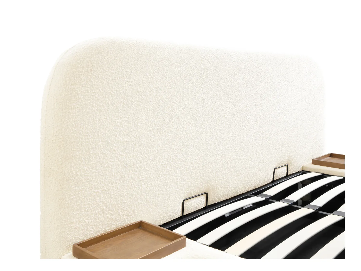 Letto con contenitore 160 x 200 cm con comodini Tessuto bouclette Bianco - ESTERIA della Maison Céphy
