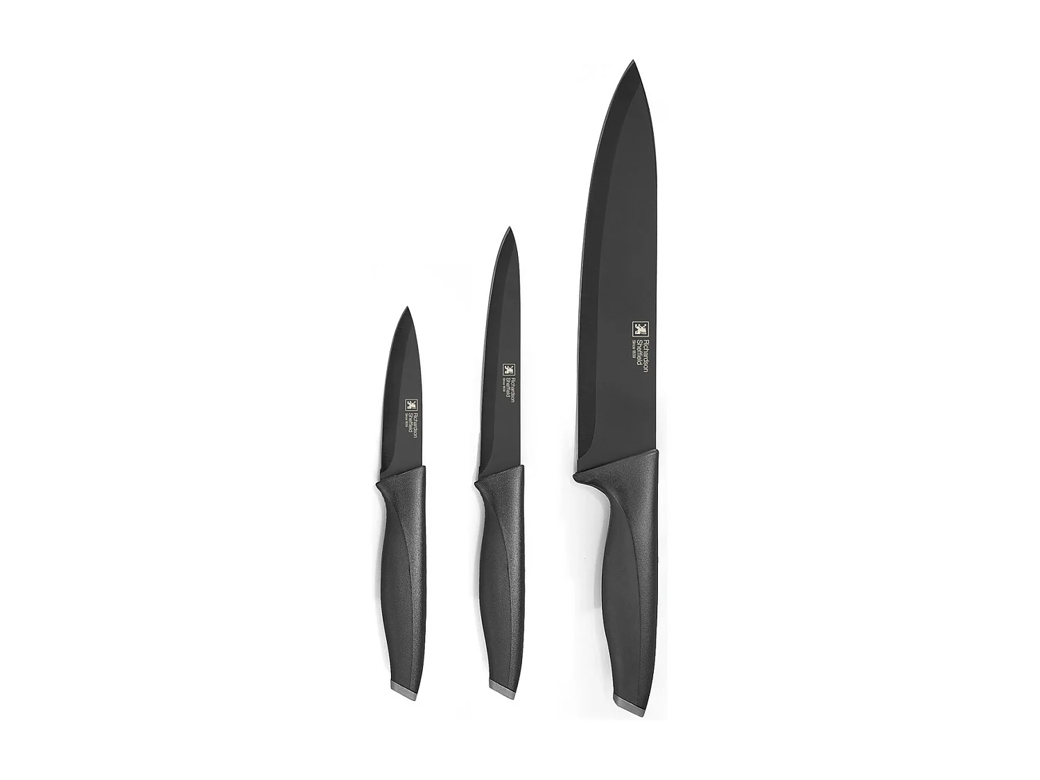 Advantage Noir - Set 3 couteaux lames PVD noir : Office, Utile et Chef