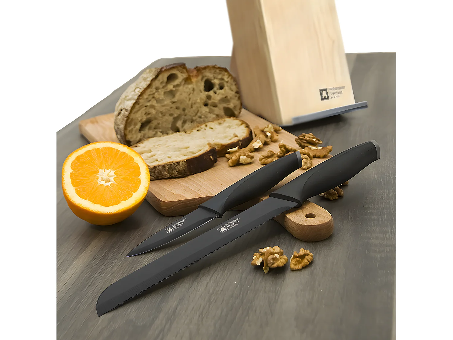 Advantage Noir - Set 3 couteaux lames PVD noir : Office, Utile et Chef