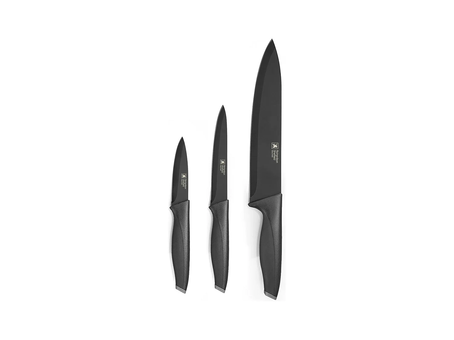 Advantage Noir - Set 3 couteaux lames PVD noir : Office, Utile et Chef