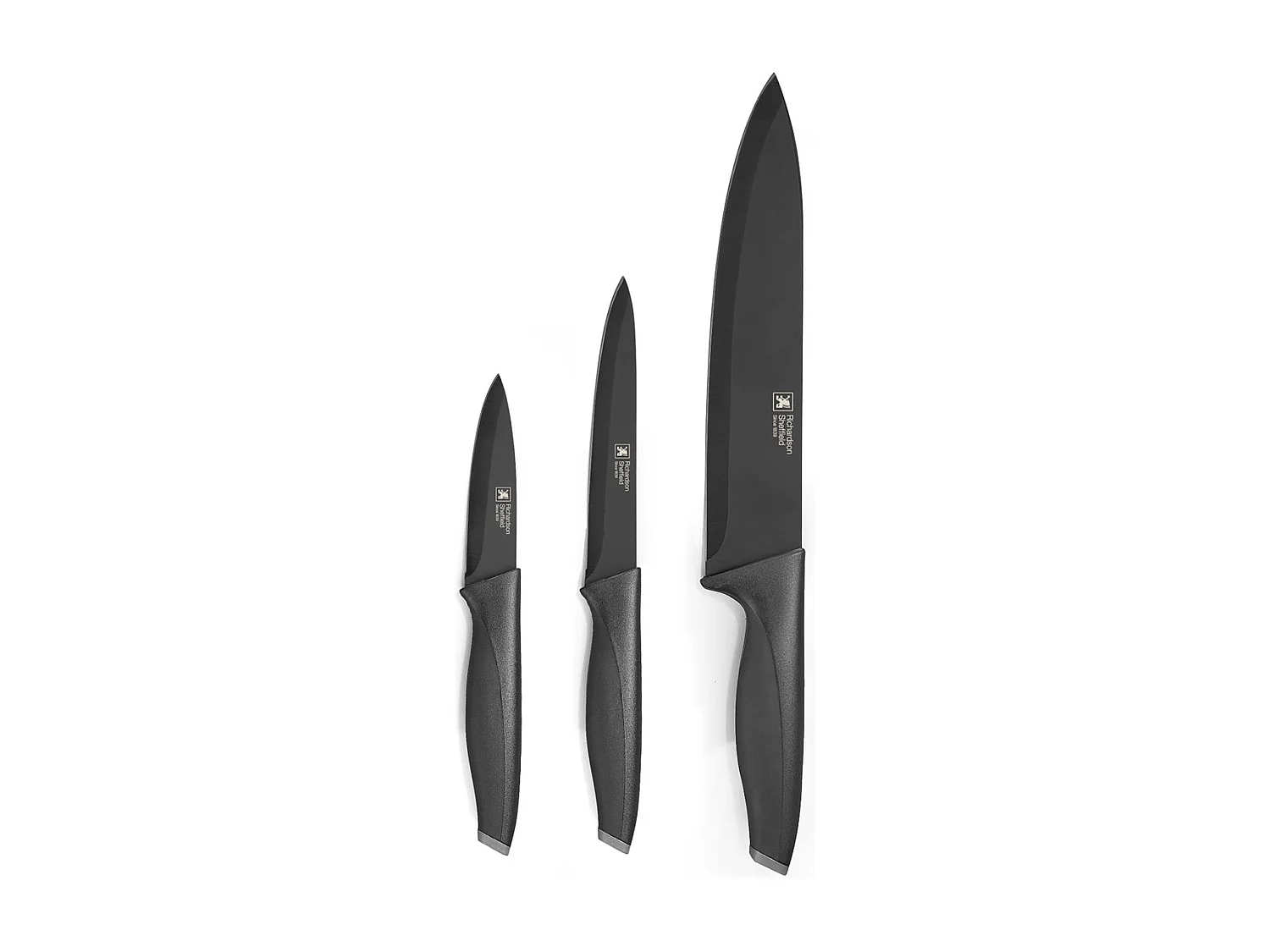 Advantage Noir - Set 3 couteaux lames PVD noir : Office, Utile et Chef