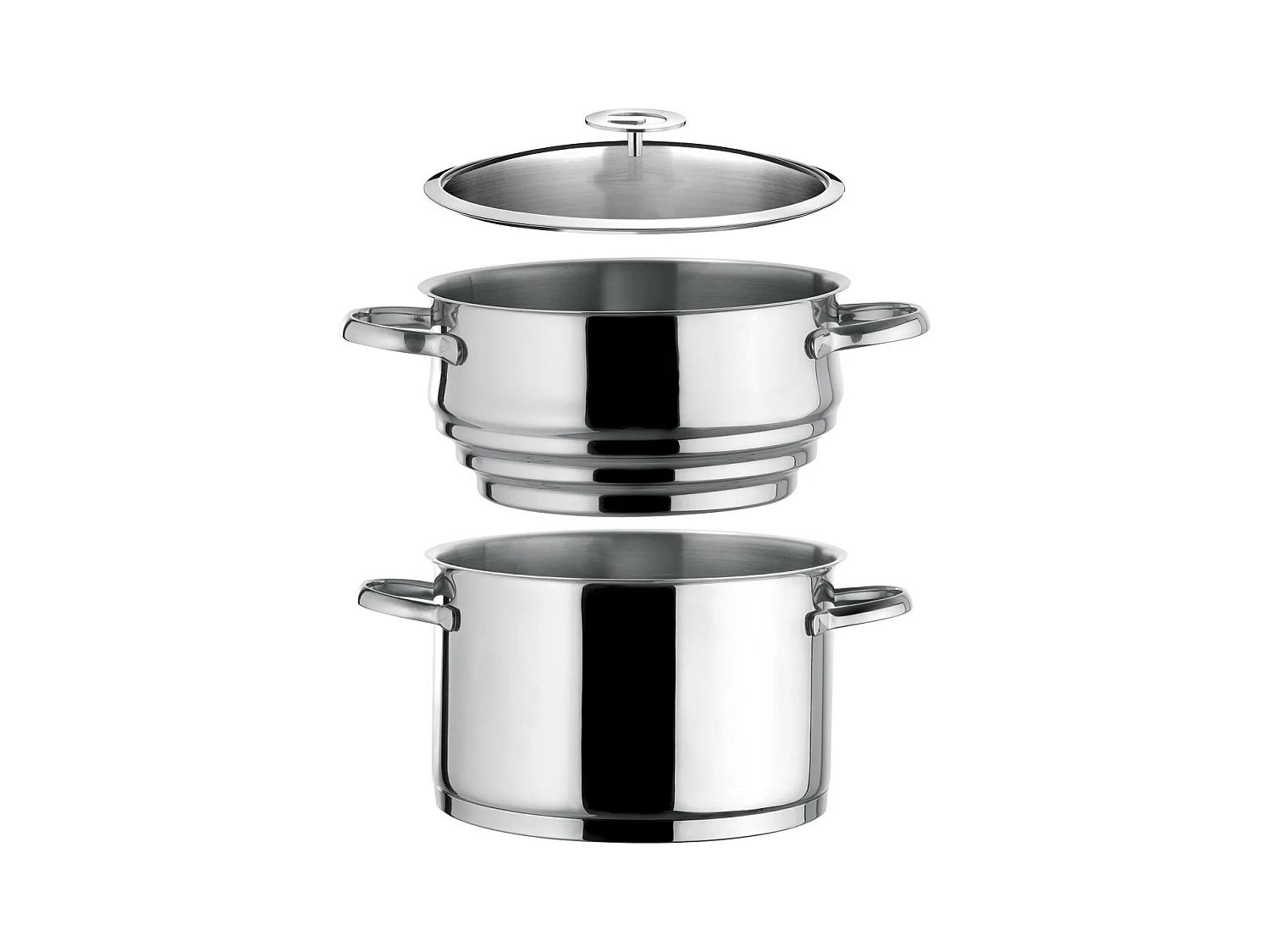 Elysée - Faitout inox 24 cm avec couvercle et cuit vapeur universel