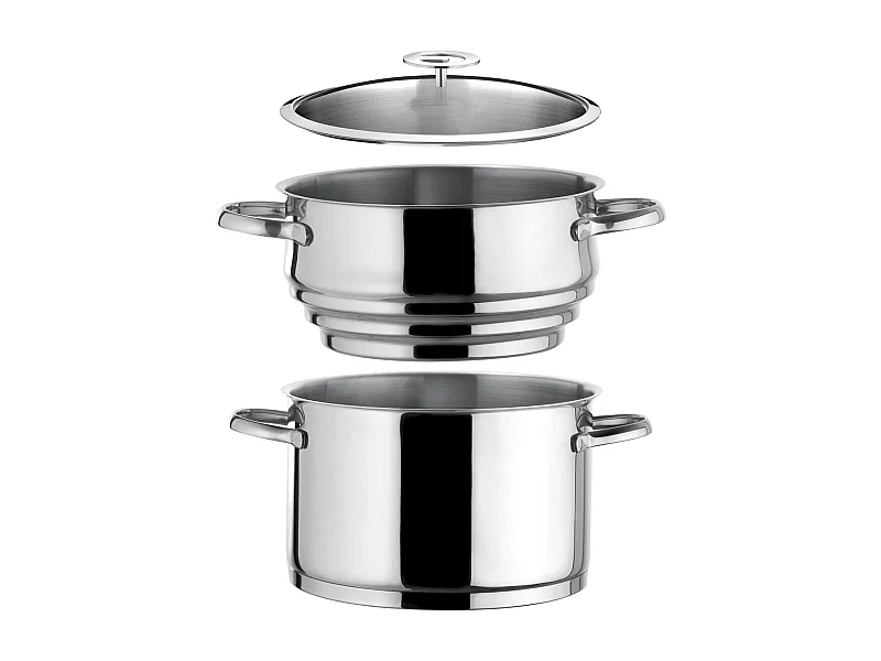 Elysée - Faitout inox 24 cm avec couvercle et cuit vapeur universel