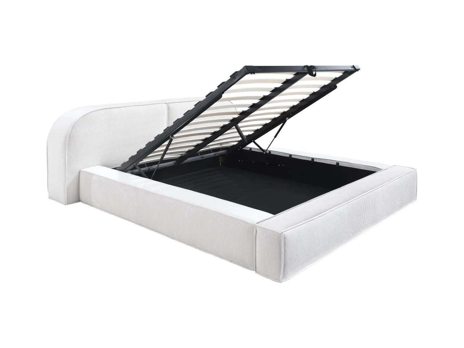 Letto con contenitore 160 x 200 cm Velluto a coste Panna  - LIRABA della Maison Céphy