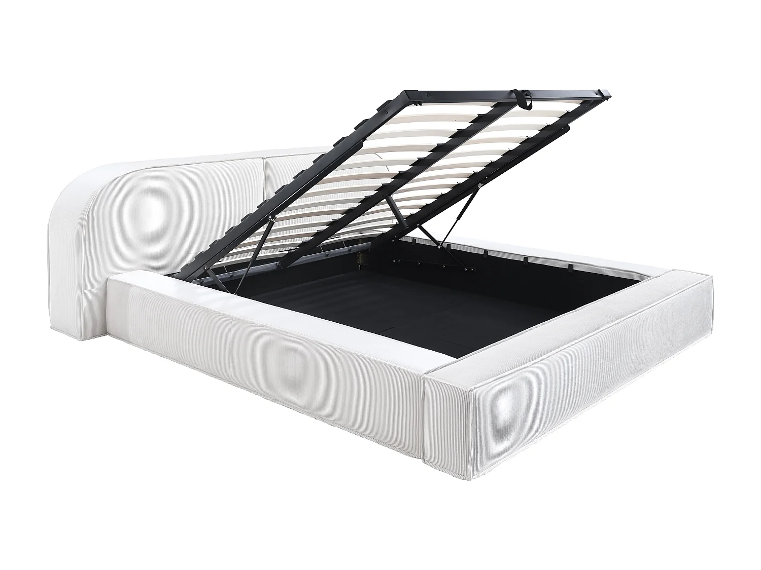 Łóżko ze skrzynią 160 x 200 cm - Sztruks - Kremowy - LIRABA marki Maison Céphy