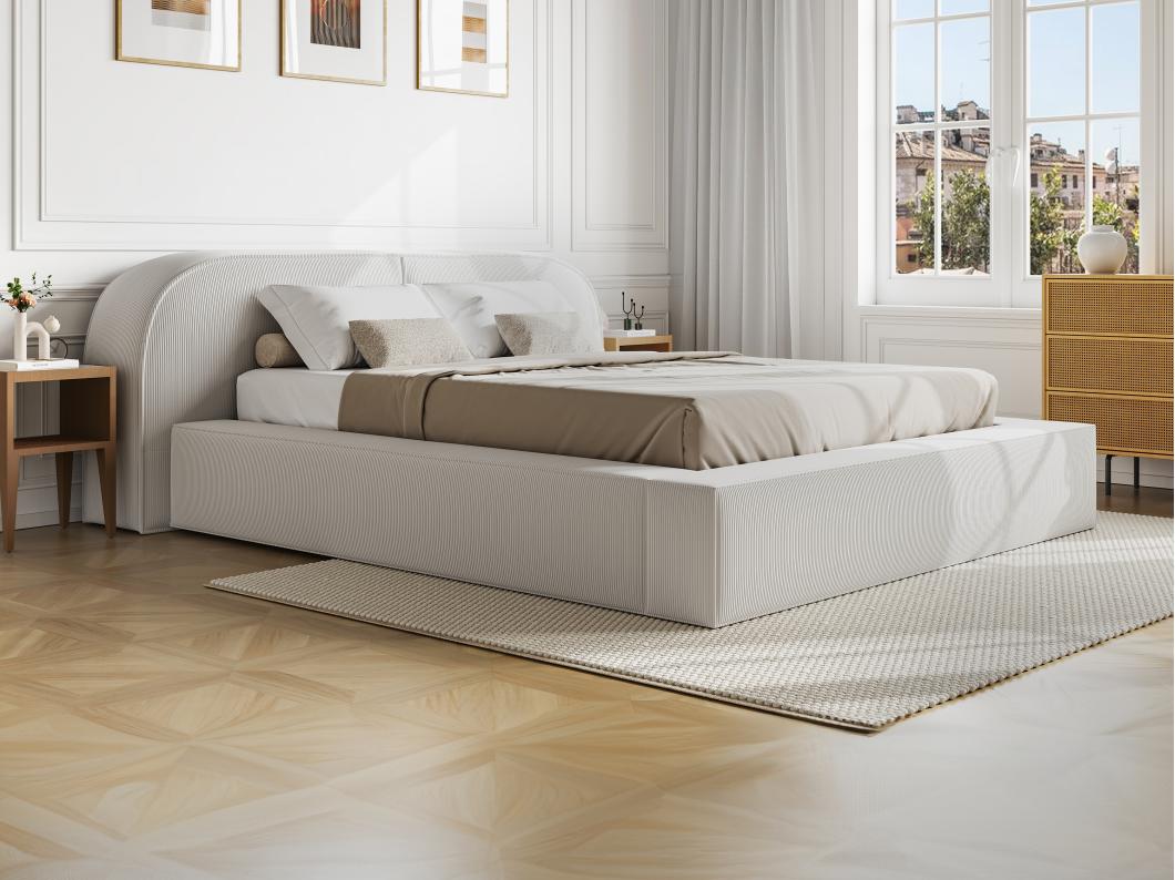 Lit coffre 160 x 200 cm - Velours côtelé - Crème - LIRABA de Maison Céphy