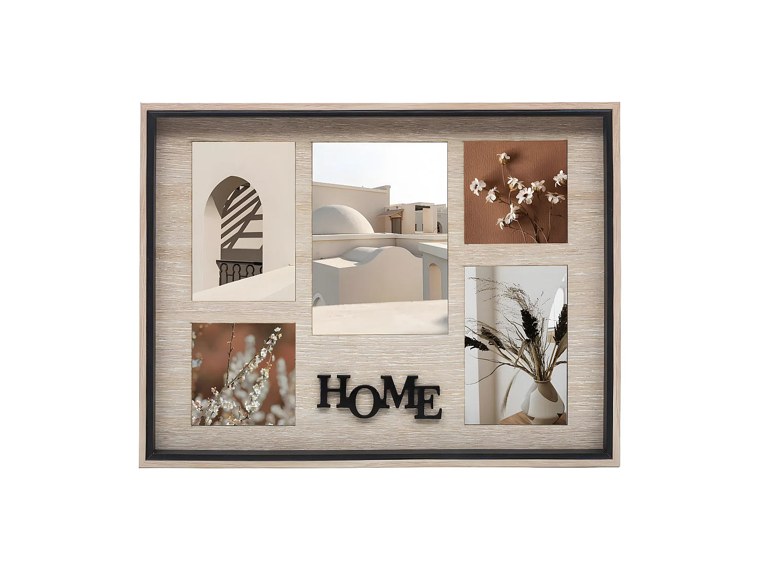 Pêle-mêle Multivues 5 Photos en bois avec déco HOME 41.5 x 31.8 cm