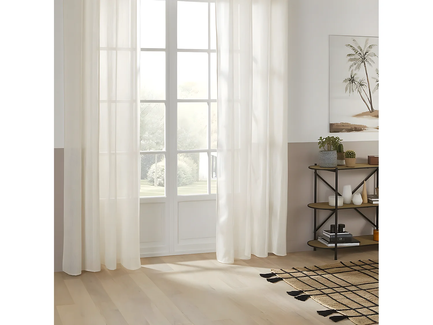 Rideau Voilage à Œillets "Alla" 140x240cm Beige Lin