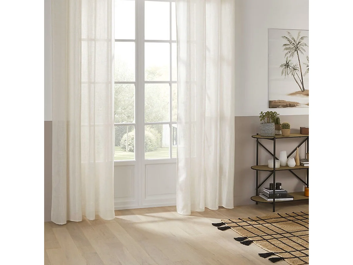 Rideau Voilage à Œillets "Alla" 140x240cm Beige Lin