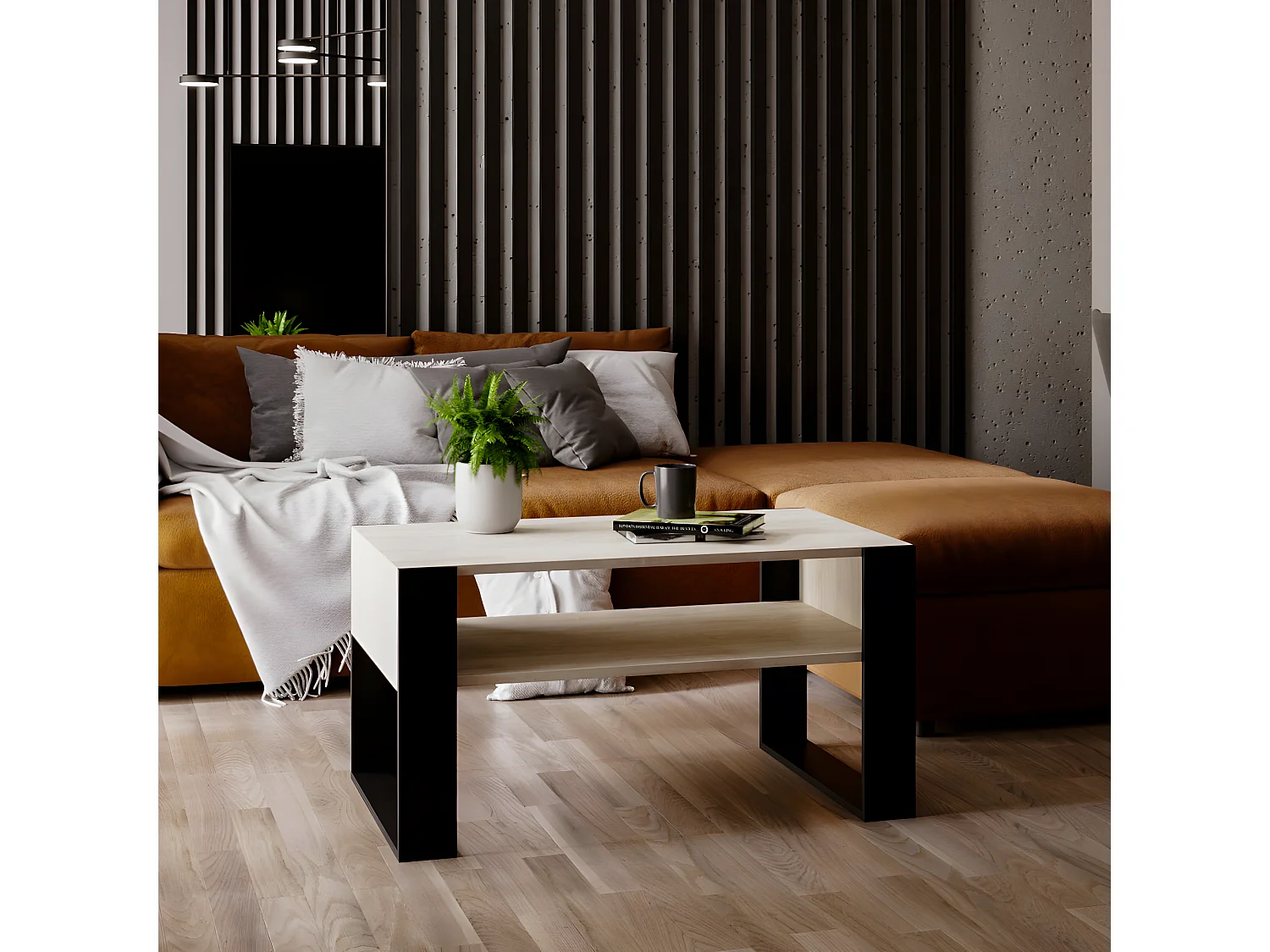 Couchtisch KARO 92 Cascina Kiefer / Schwarz