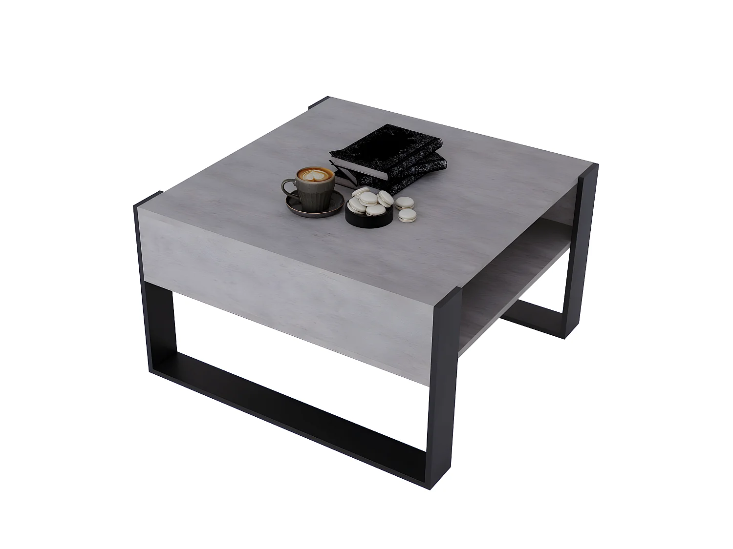 Table basse KARO 85 Chicago Béton / Noir