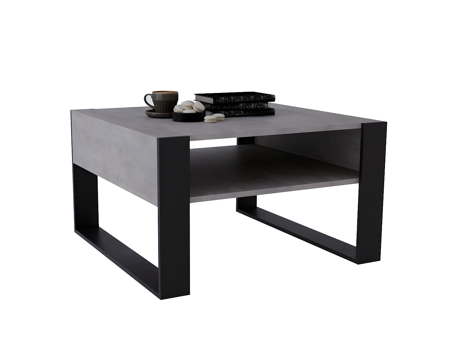 Table basse KARO 85 Chicago Béton / Noir