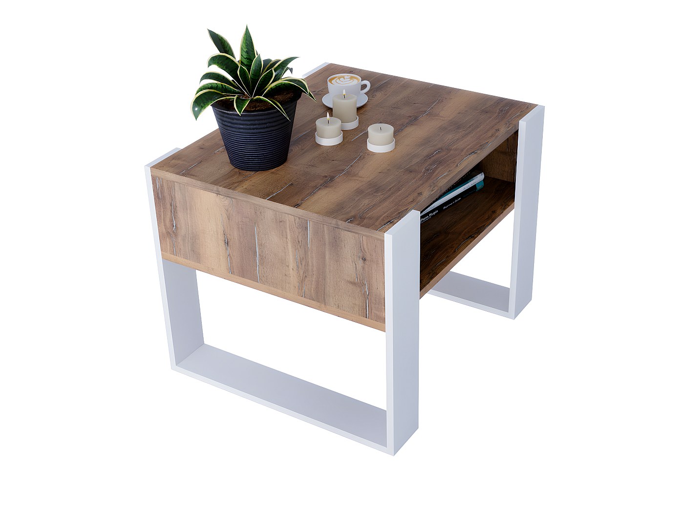 Couchtisch KARO 65 Halifax Eiche / Weiß