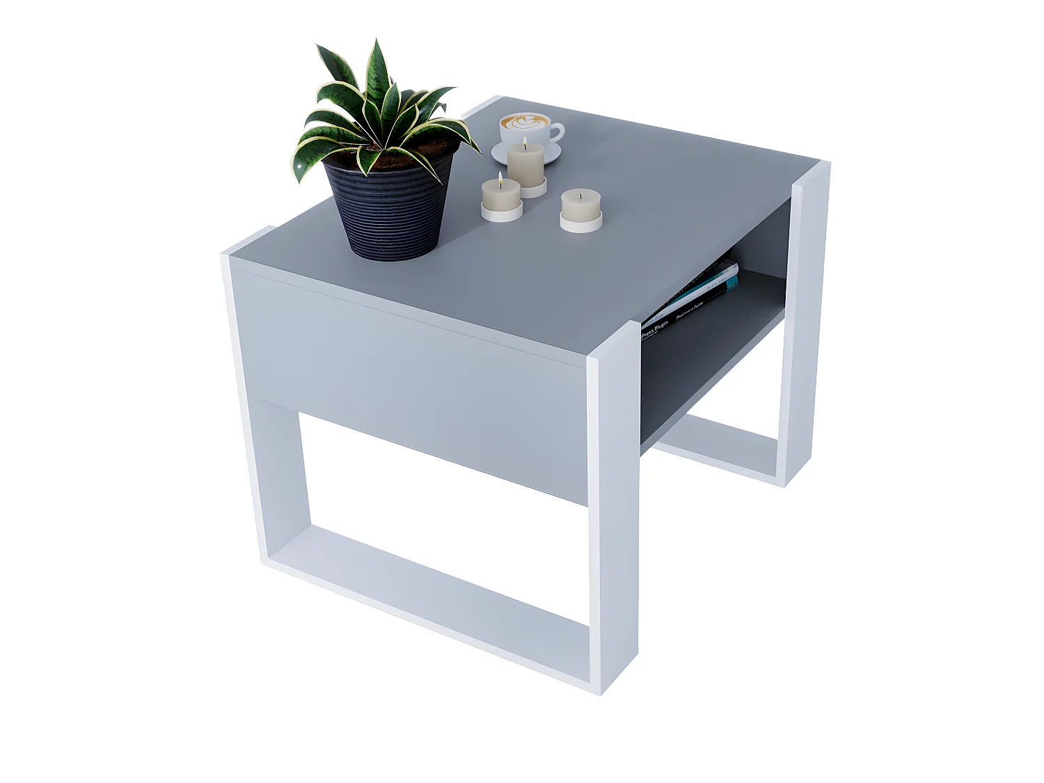 Table basse KARO 65 Gris / Blanc