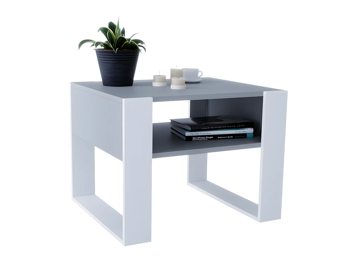 Table basse KARO 65 Gris / Blanc