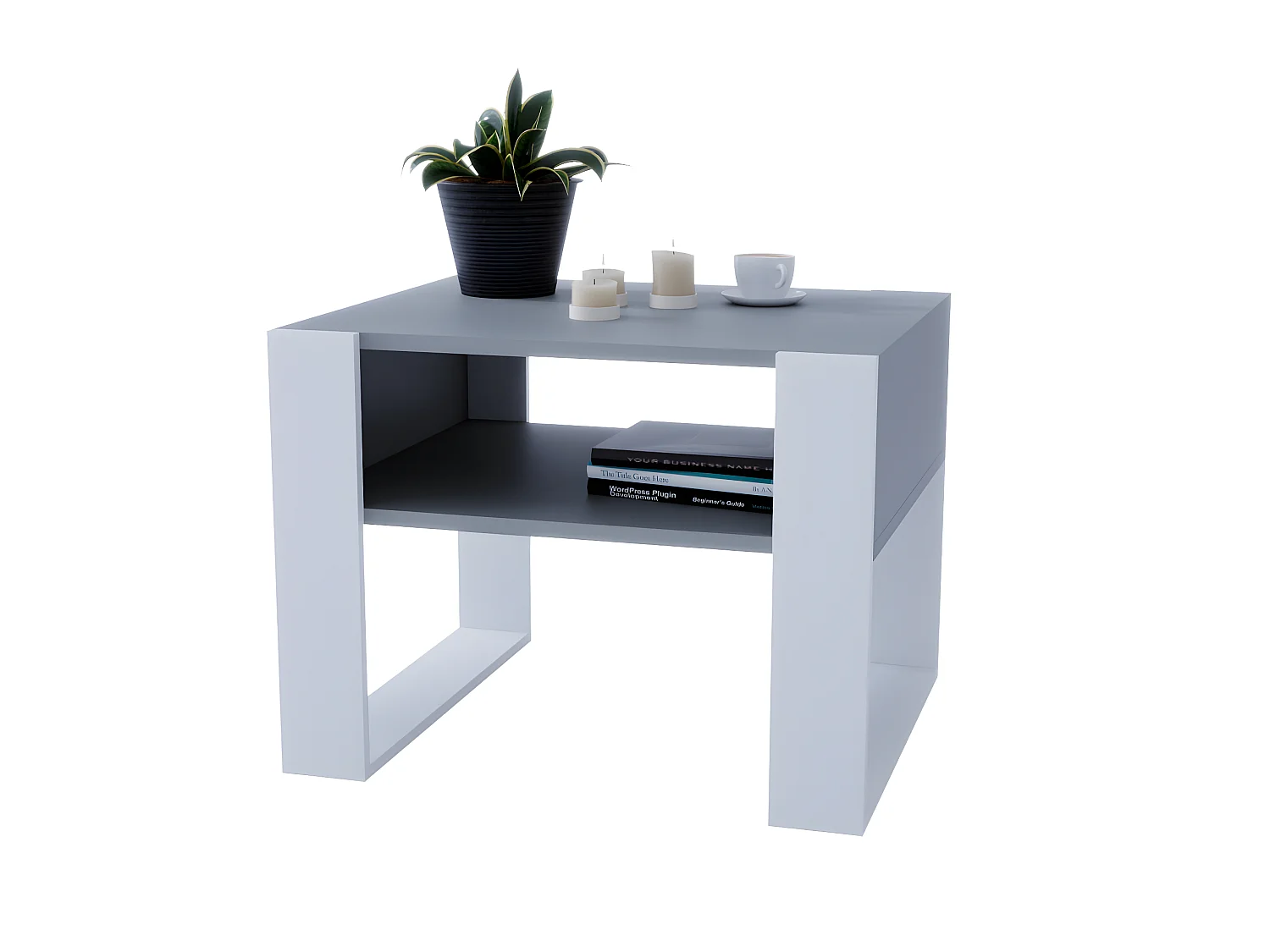 Table basse KARO 65 Gris / Blanc