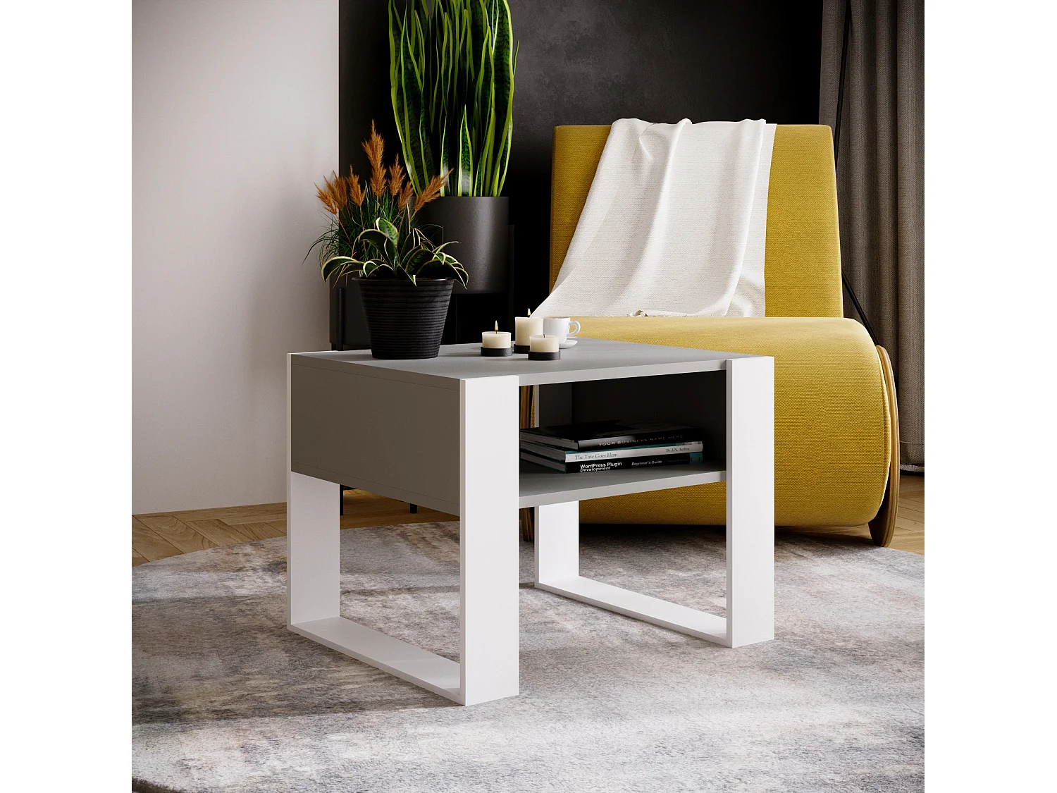 Table basse KARO 65 Gris / Blanc