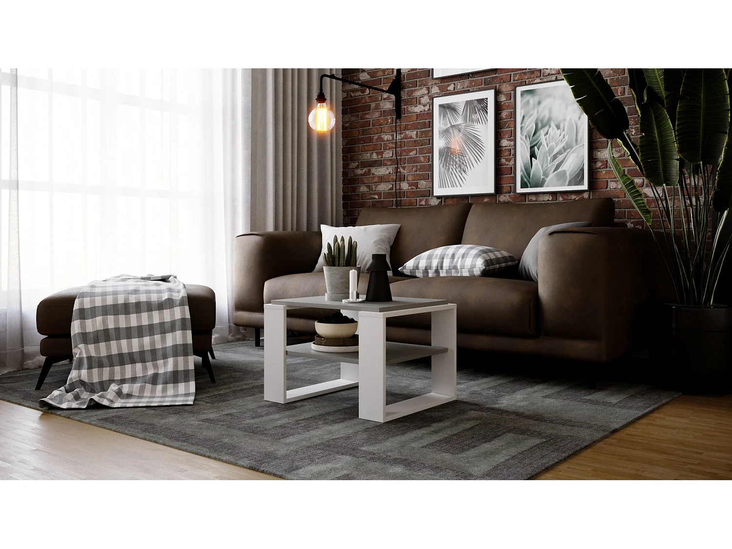 Couchtisch KAJA 63 Grau / Weiẞ