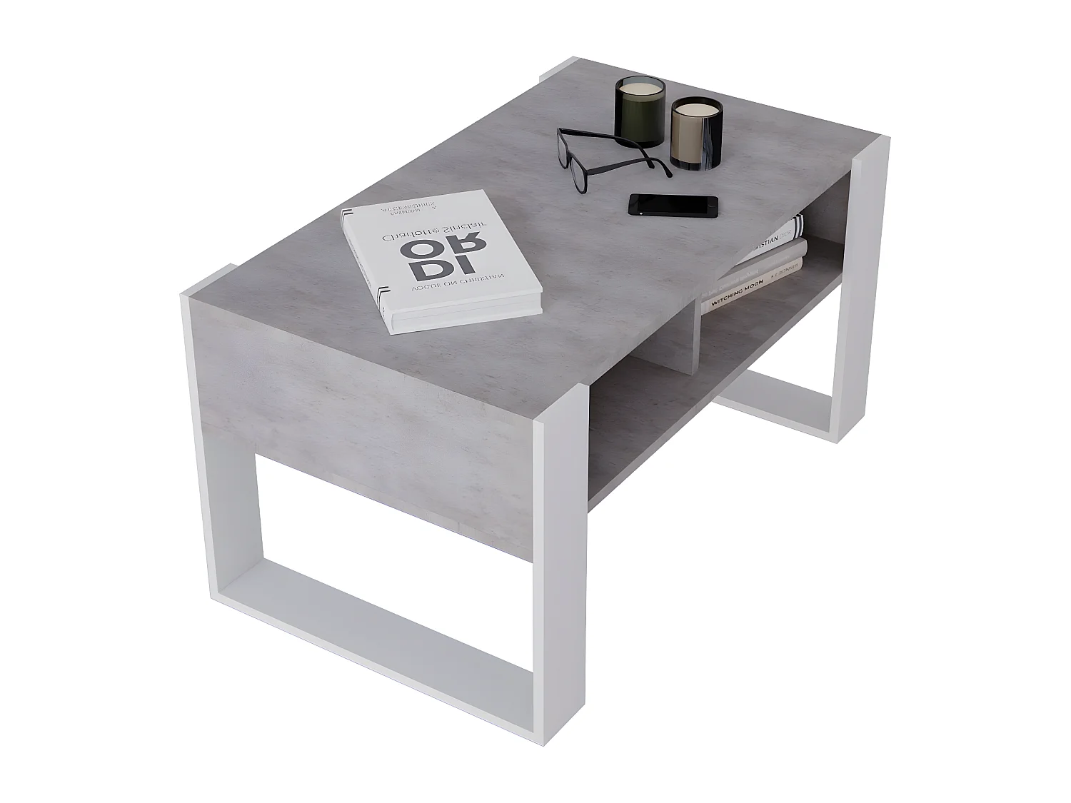 Table basse KORA 92 Chicago Béton / Blanc