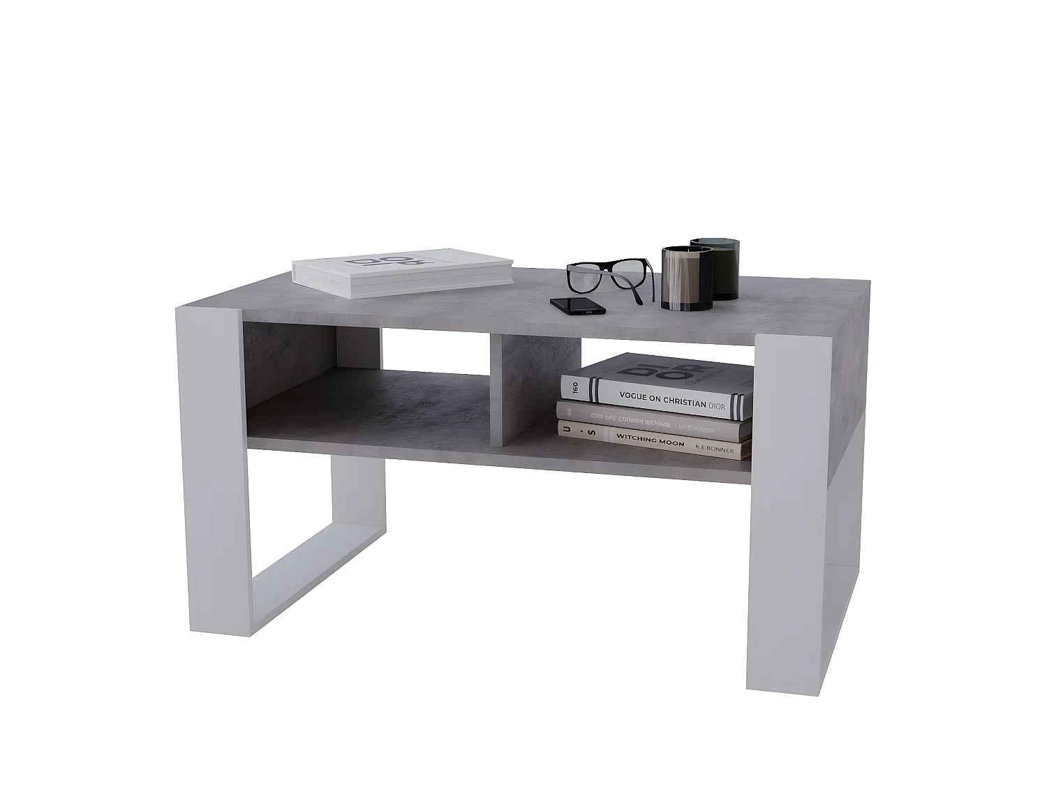 Table basse KORA 92 Chicago Béton / Blanc