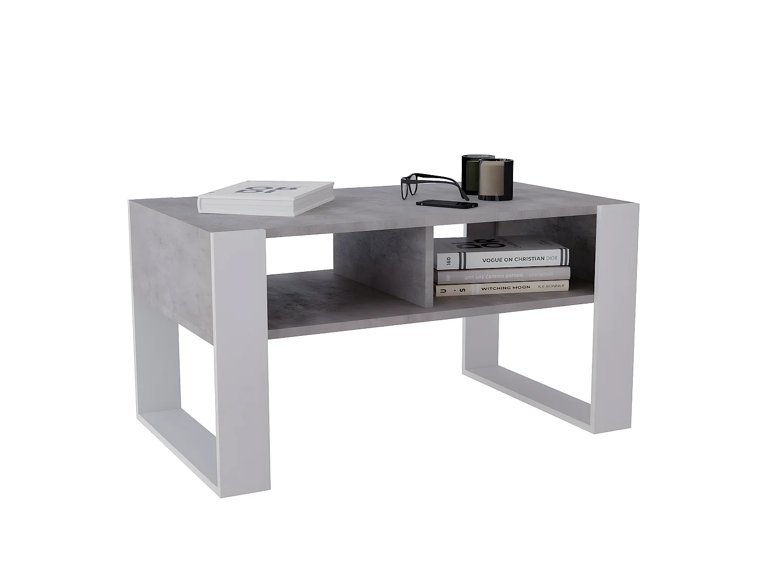 Table basse KORA 92 Chicago Béton / Blanc