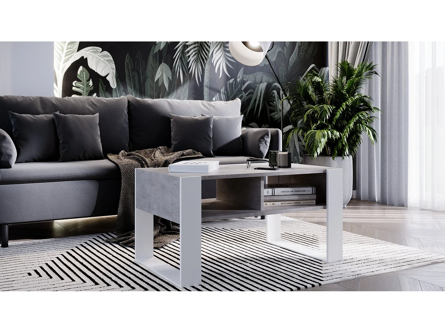 Table basse KORA 92 Chicago Béton / Blanc