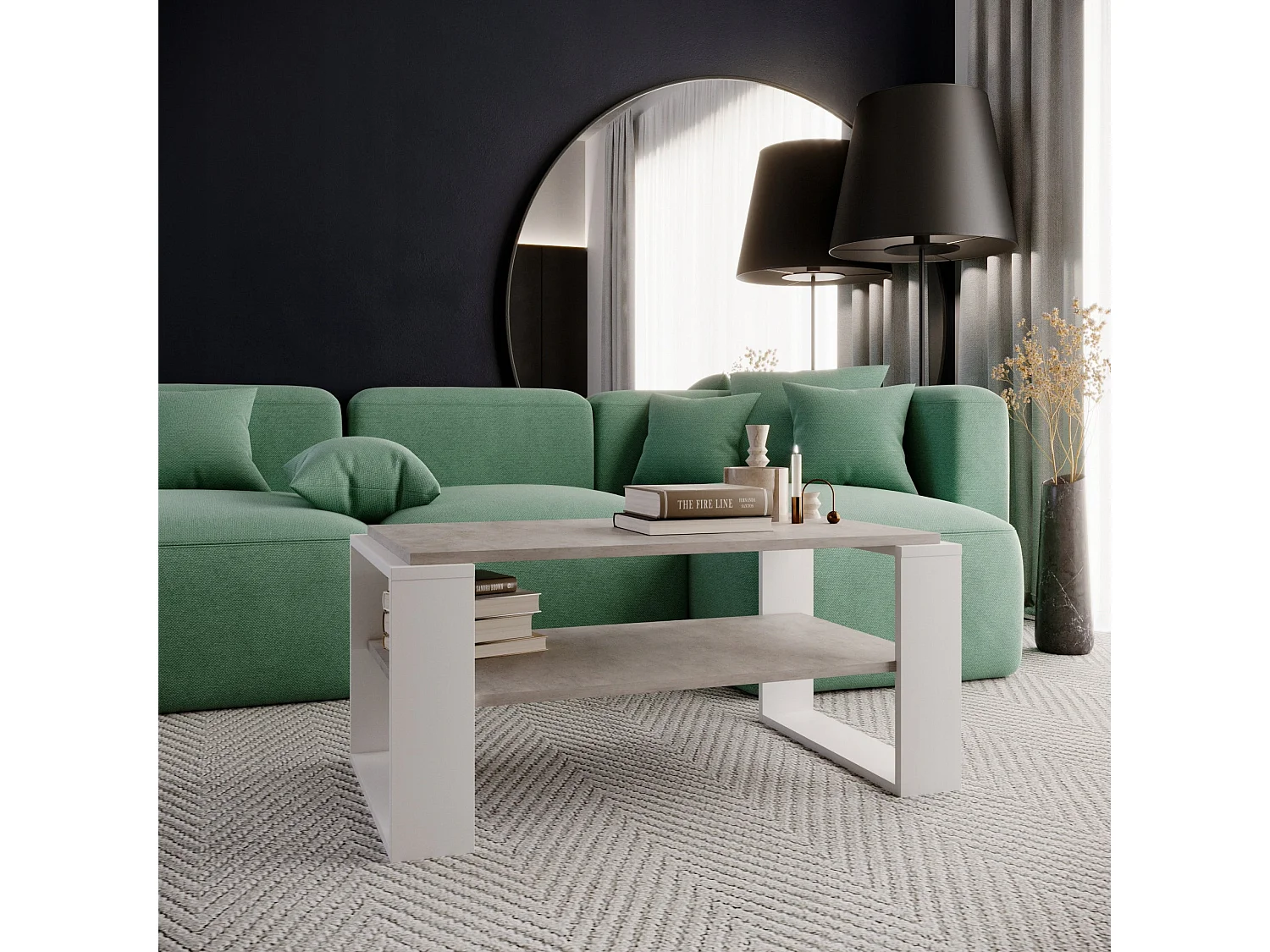 Couchtisch KAJA 96 Chicago Beton / Weiẞ