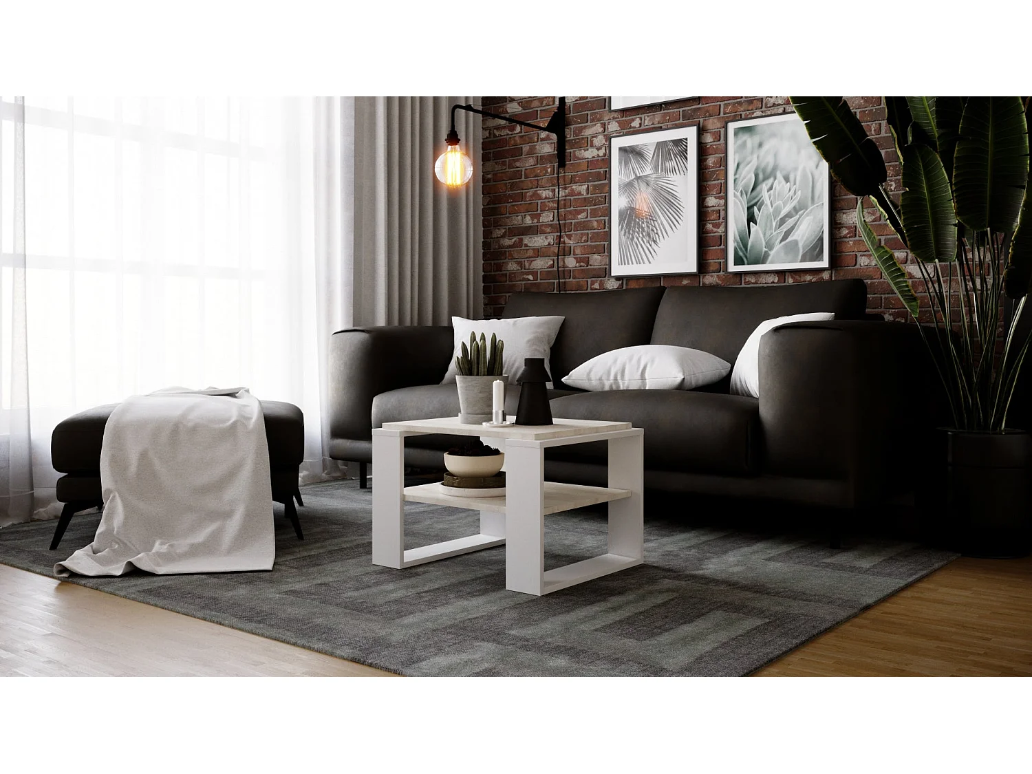 Couchtisch KAJA 63 Cascina Kiefer / Weiẞ