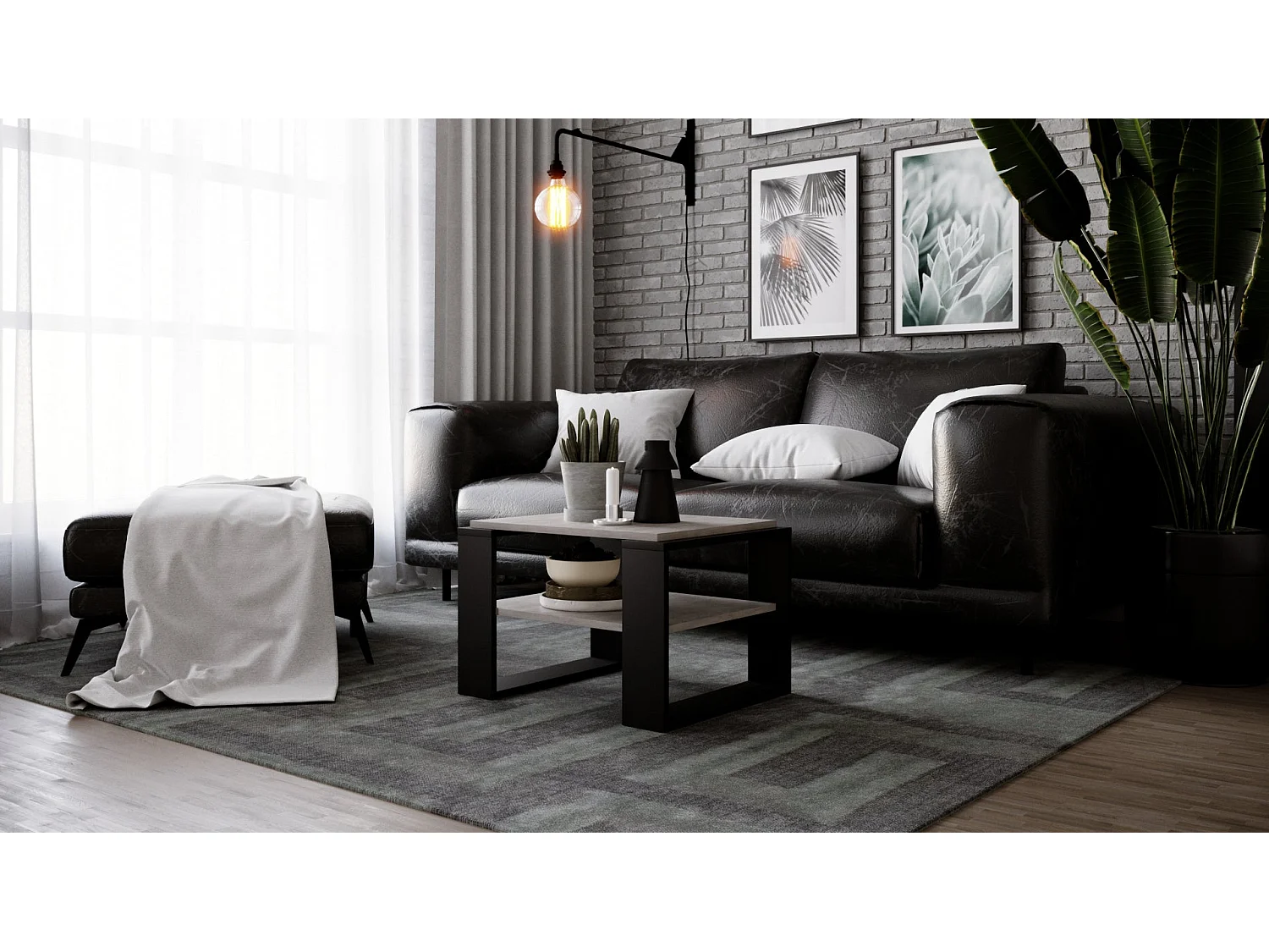 Table basse KAJA 63 Chicago Béton / Noir