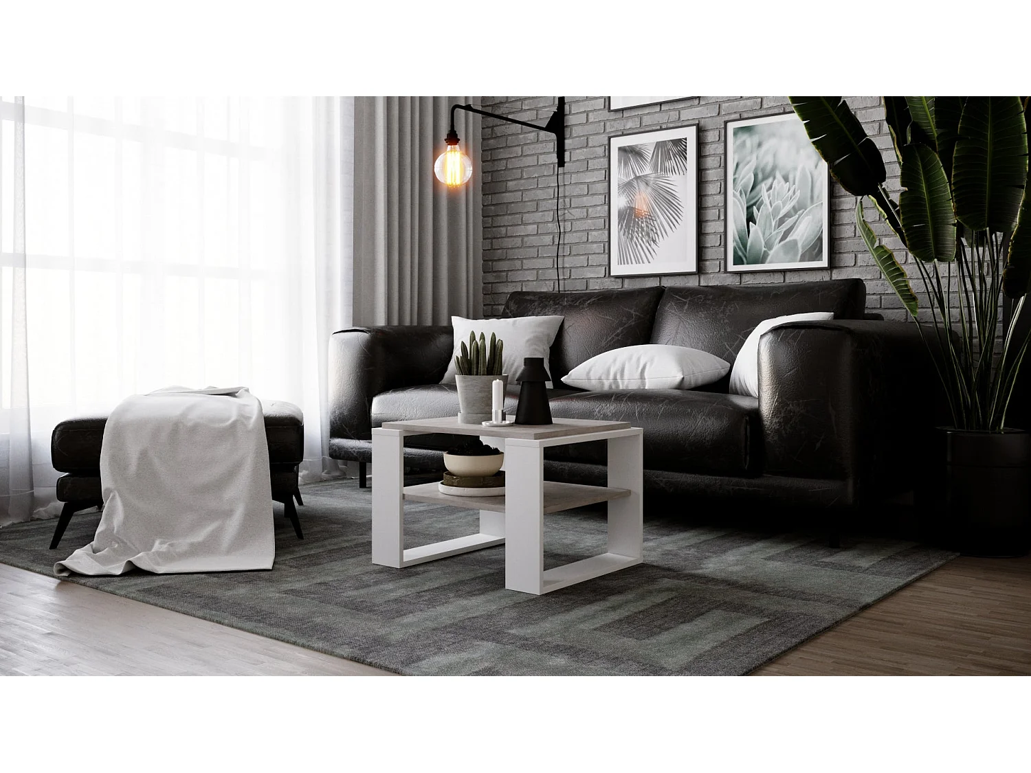 Table basse KAJA 63 Chicago Béton / Blanc