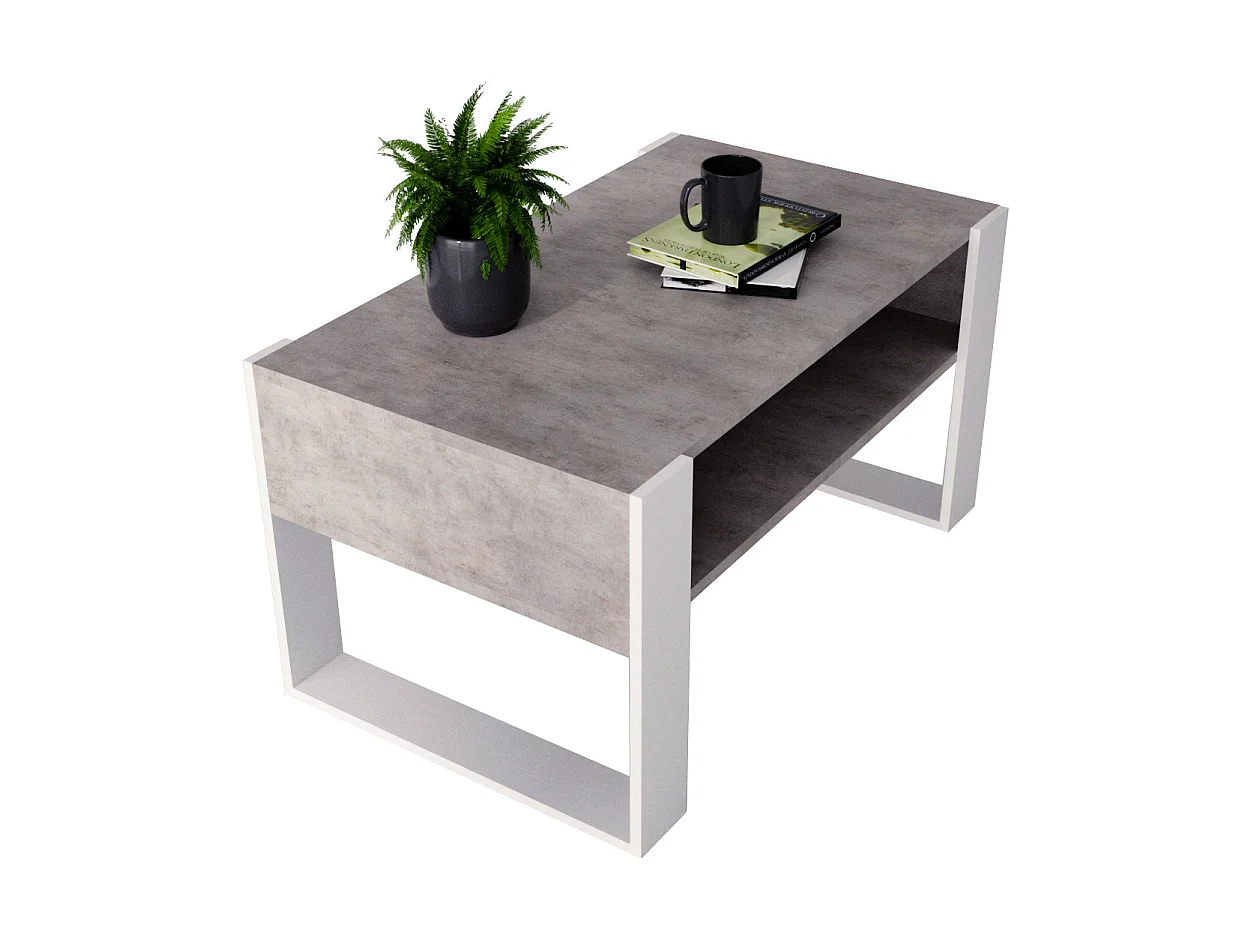 Table basse KARO 92 Chicago Béton / Blanc